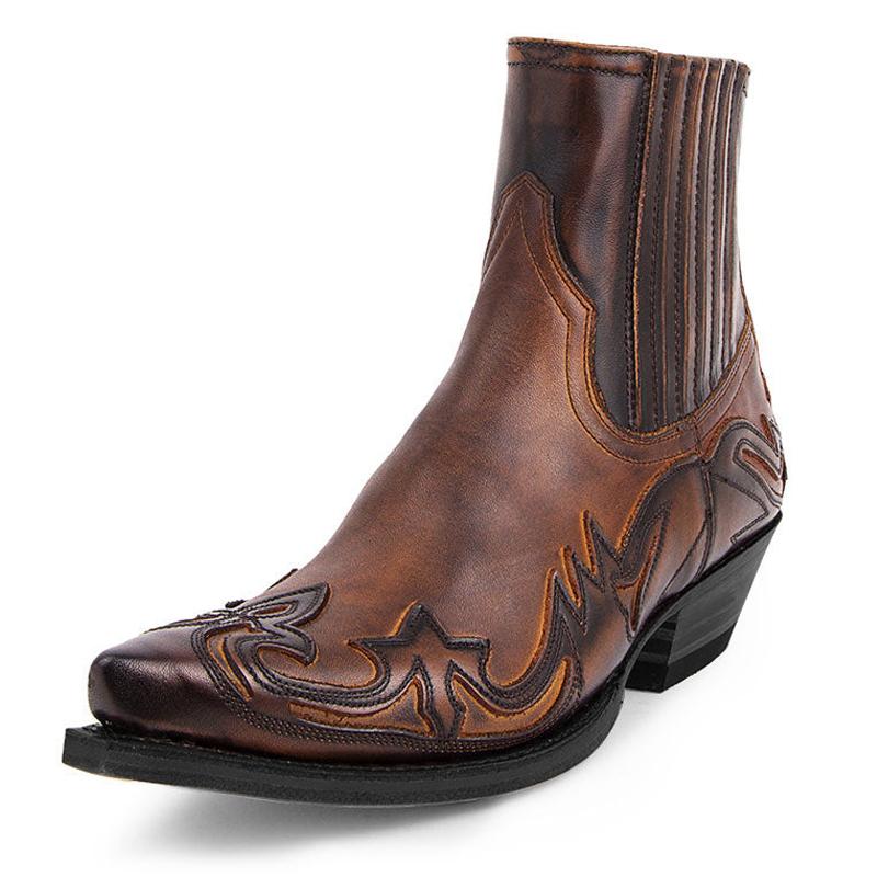 LANZO Western Ankle Boots - Brown & Black