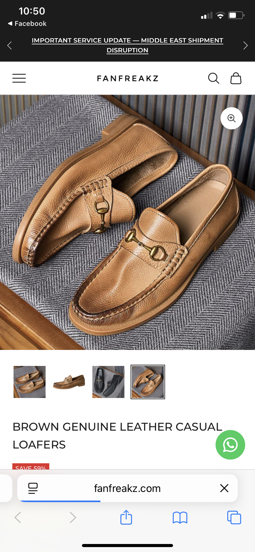Brown Genuine Leather Casual Loafers with Gold Hardware