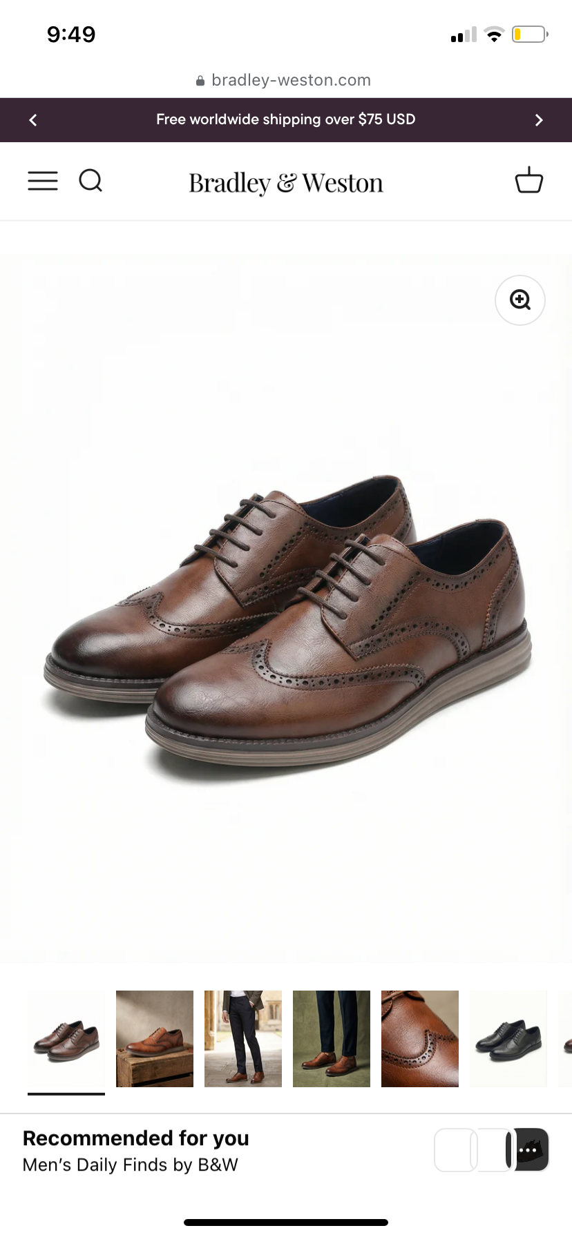 Men's Wingtip Brogue Oxford Dress Shoes