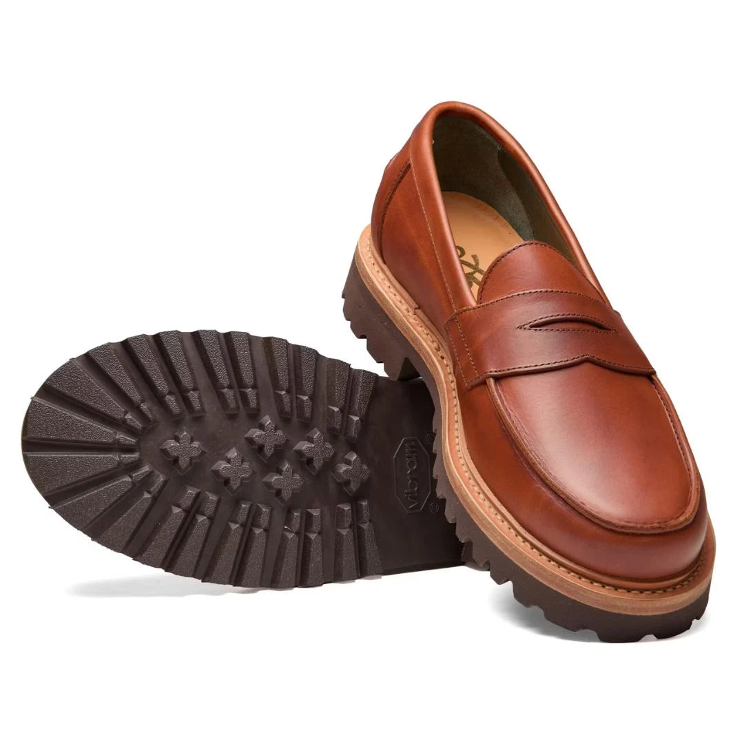 LANZO Premium Lug Sole Loafers - Brown