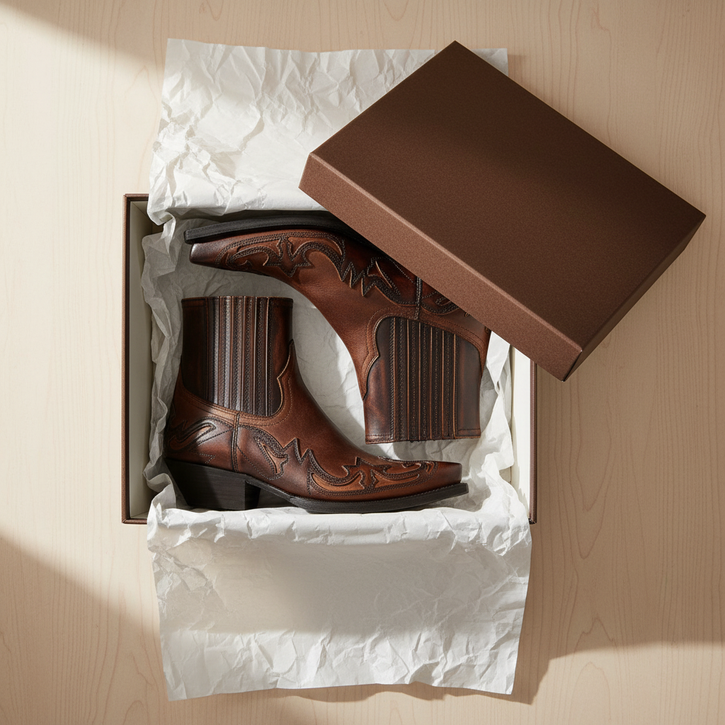 LANZO Western Ankle Boots - Brown & Black