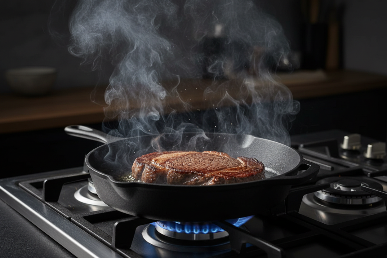 Cast Iron Skillet Searing Steak