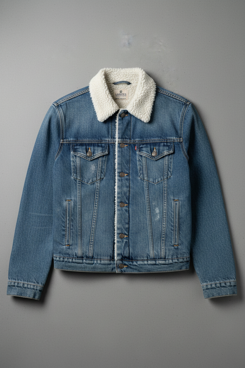 LANZO Denim Sherpa Jacket - Blue