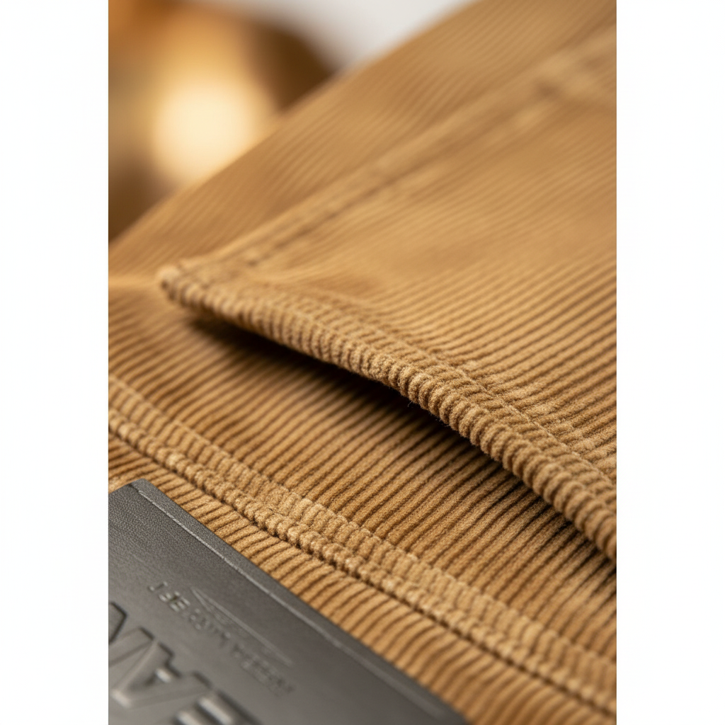 Men's Khaki Corduroy Straight-Leg Trousers