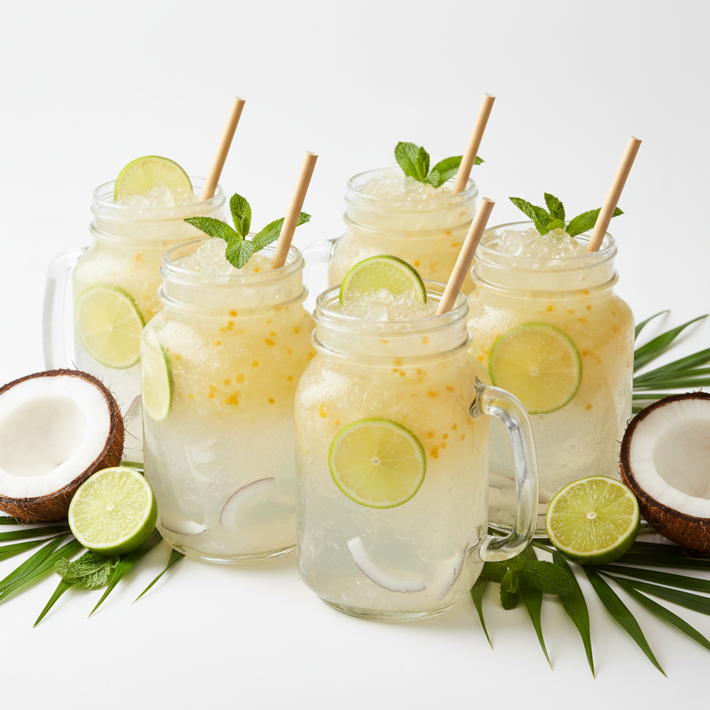 Natural Coconut Water with Jelly - Multiple Mason Jars