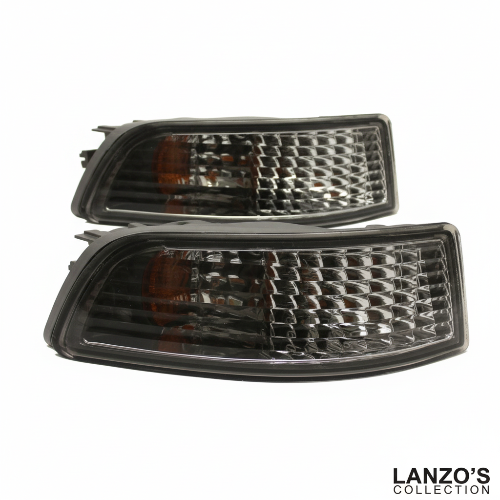 Smoked corner light detail - close-up of chrome reflector and smoke lens