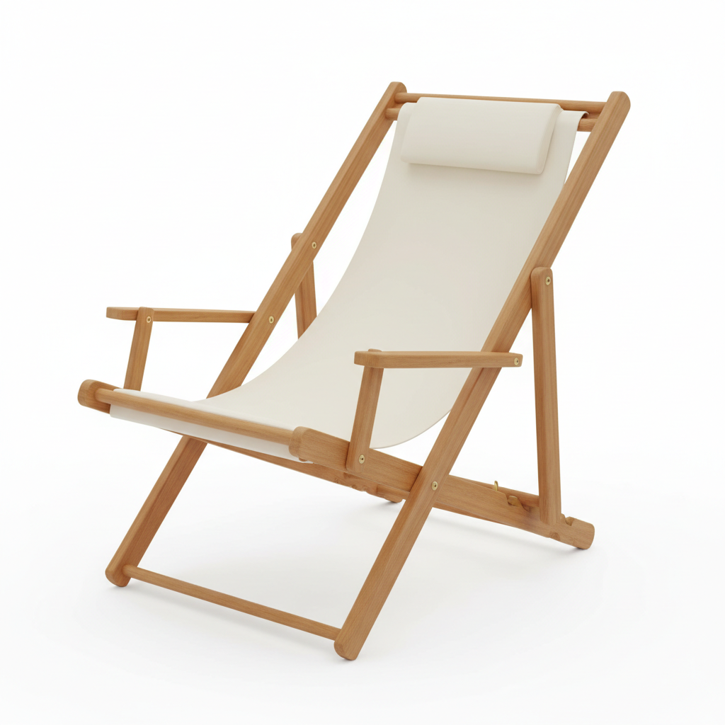 Premium Wooden Beach Chair - Natural Wood