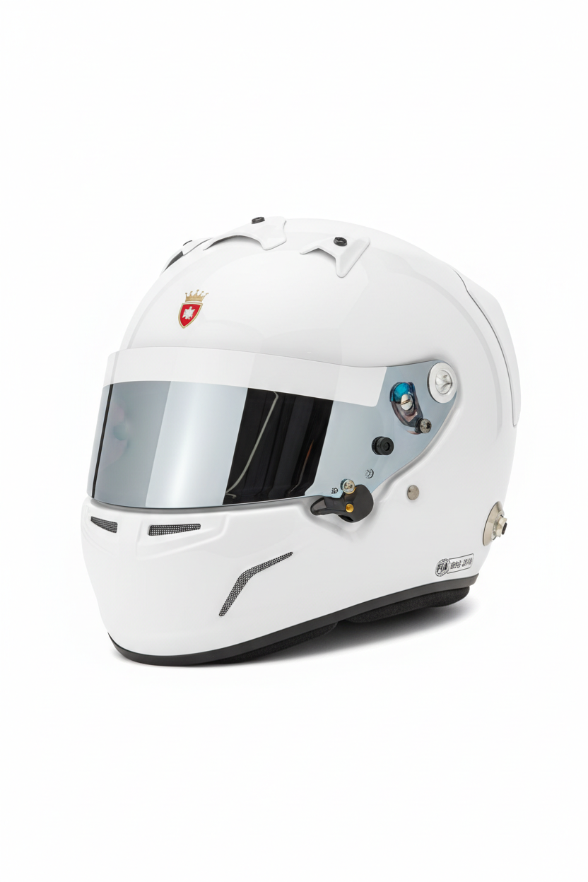 LANZO'S COLLECTION Premium All-White Circuit Racing Helmet - Silver Chrome Mirrored Visor