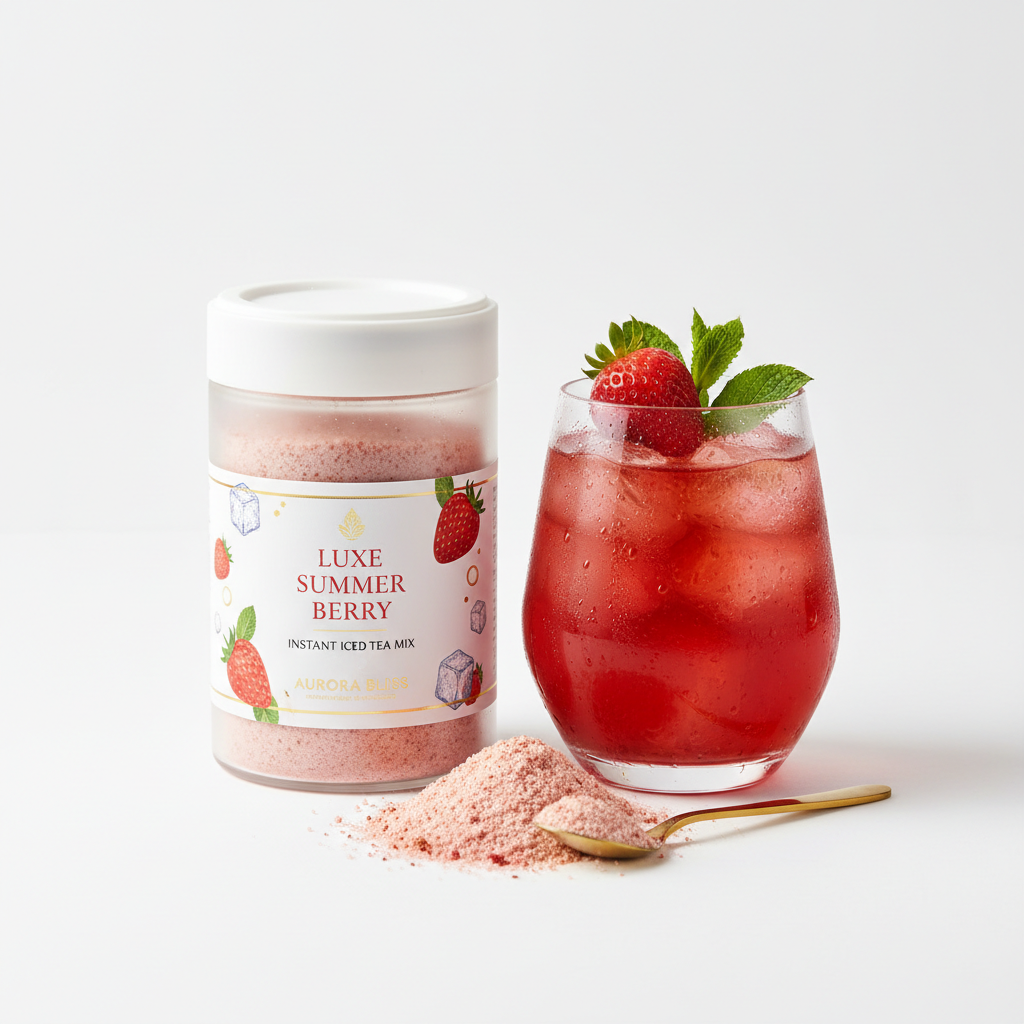 Strawberry Instant Iced Tea Mix - Premium Packaging