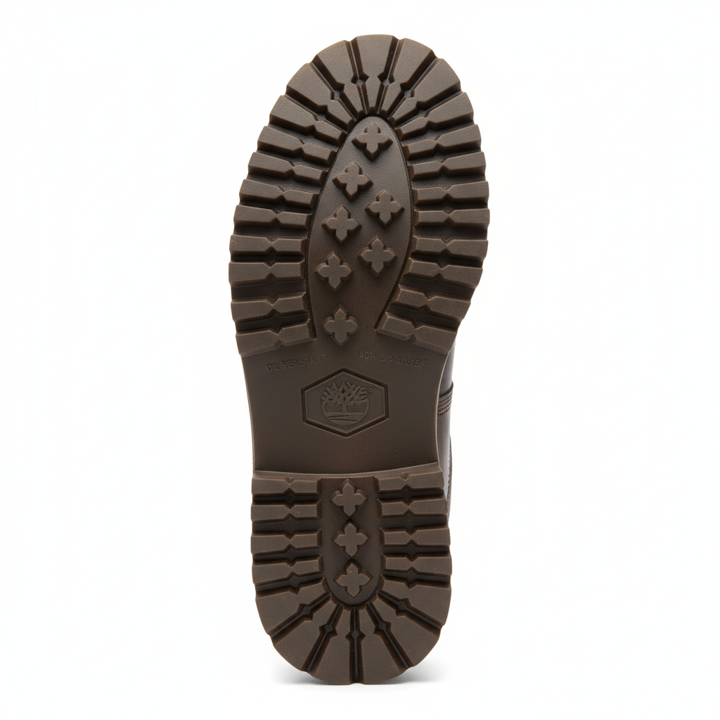 Bottom sole showing deep lug tread pattern