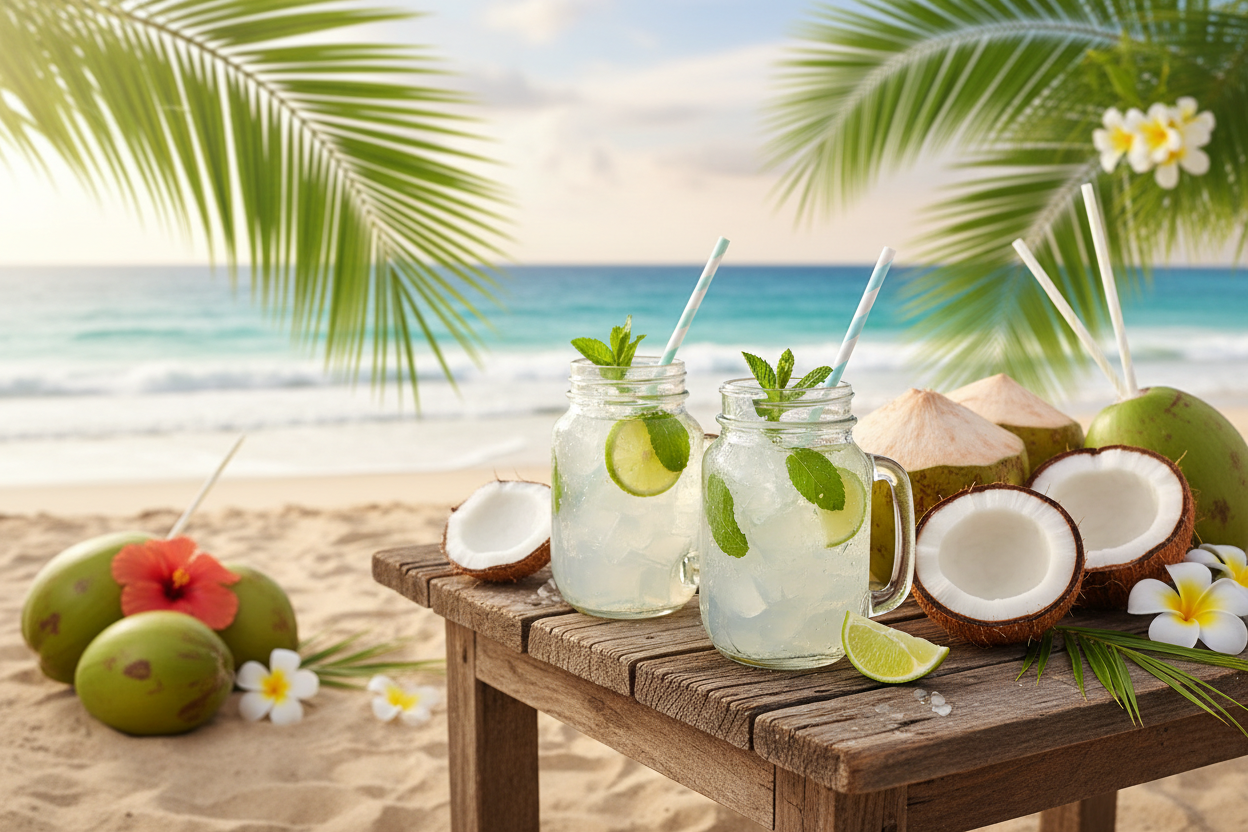 Coconut Water with Jelly - Tropical Setting