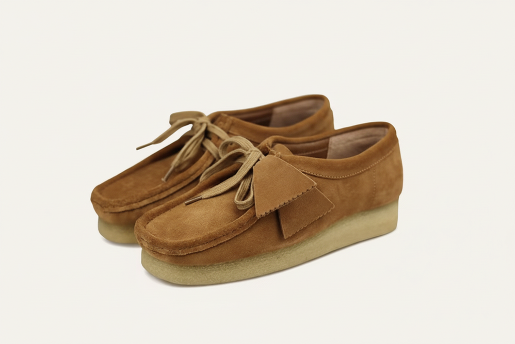 LANZO'S COLLECTION Tan Suede Wallabee Moccasin — product shot on white background