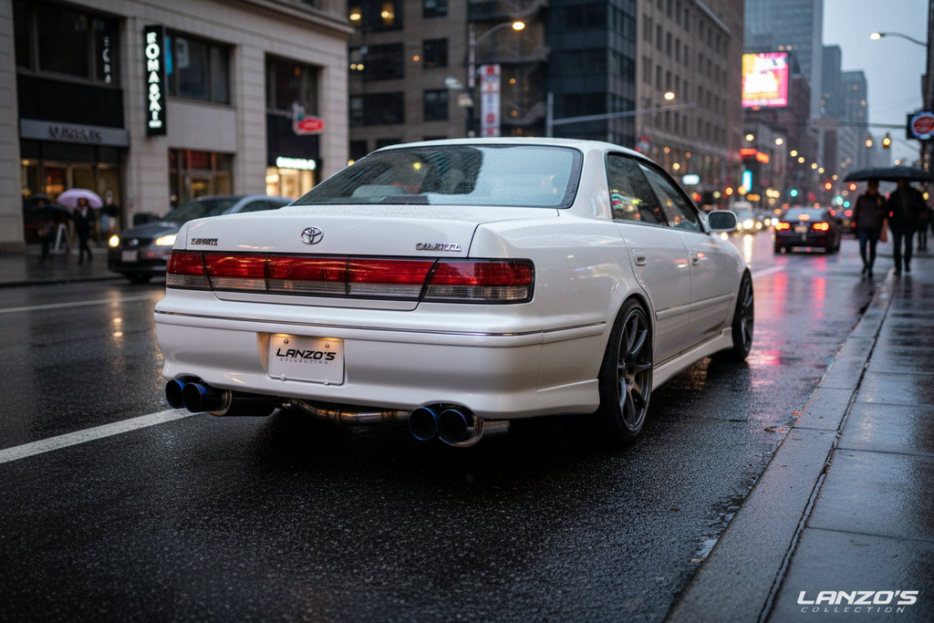 JZX100 with titanium exhaust installed - lifestyle shot
