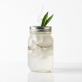 Natural Coconut Water with Jelly in Mason Jar