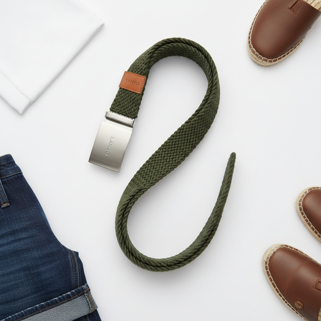 LANZO Canvas Belt - Olive Green