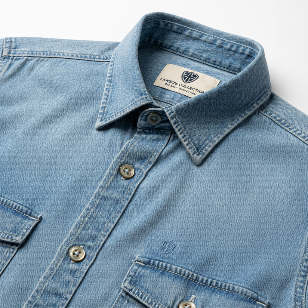 Light Blue Denim Shirt - Detail Shot