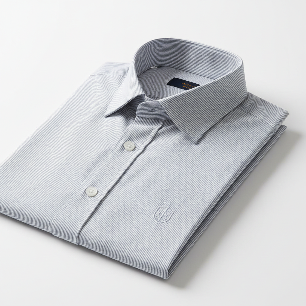 Grey Striped premium men's button-down shirt