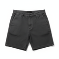 Men's dark grey casual stretch chino shorts flat lay