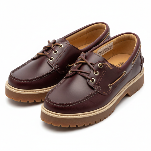 Burgundy Leather Boat Shoes - Detail Shot