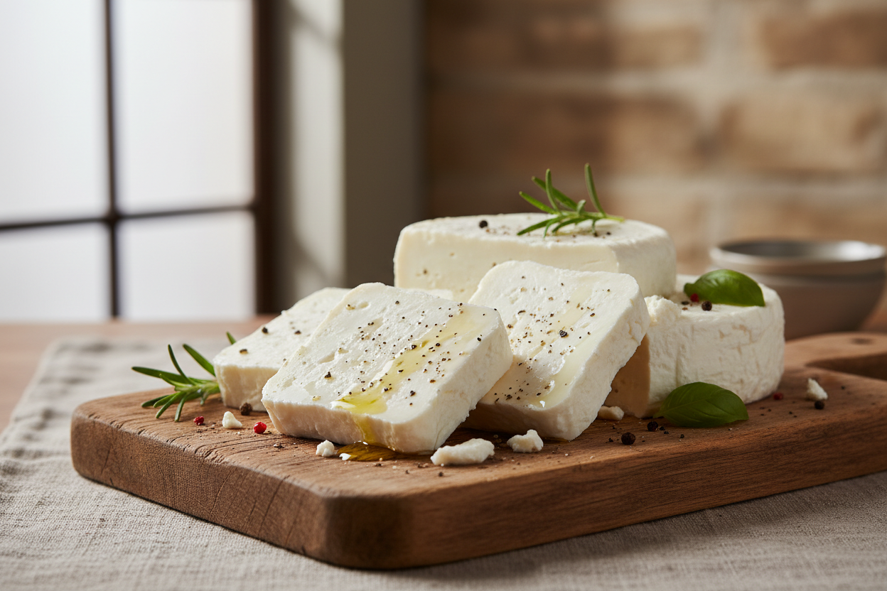 Fresh Goat Cheese Sliced with Herbs