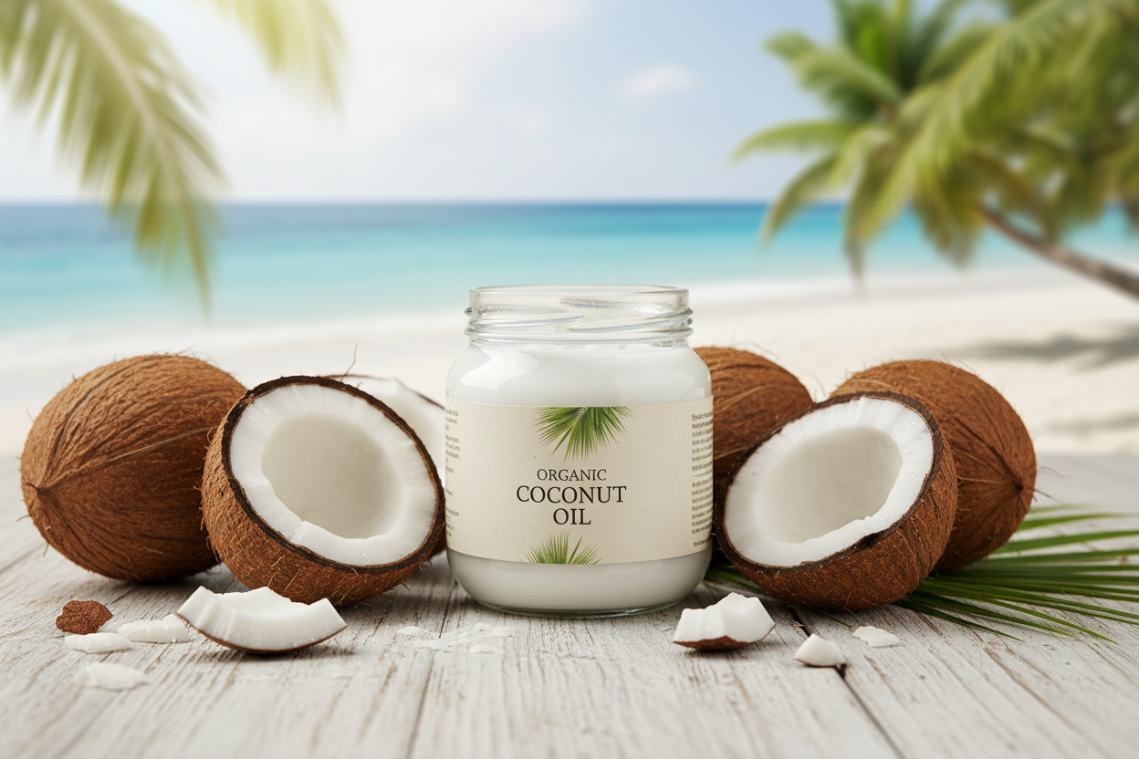 Organic Coconut Oil with Fresh Coconuts