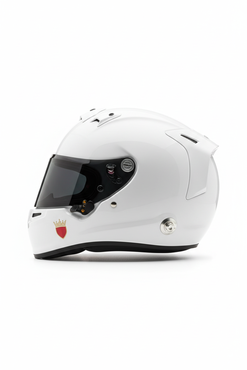 Circuit Racing Helmet - Side Profile with Crowned Shield Logo