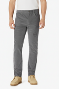 LANZO'S COLLECTION Dark Grey Slim Fit Corduroy Pants with subtle shield logo