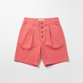 Men's coral pink casual stretch chino shorts flat lay