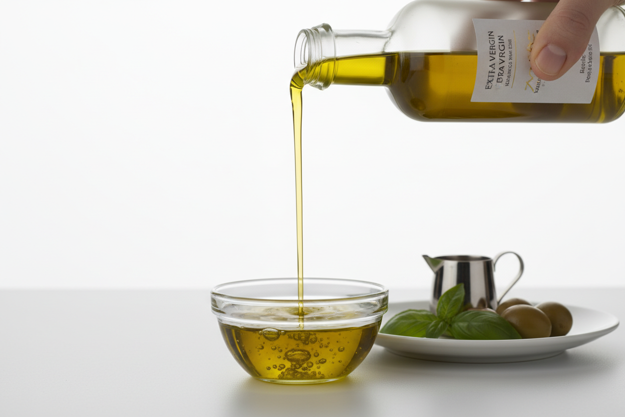 Extra Virgin Olive Oil Being Poured