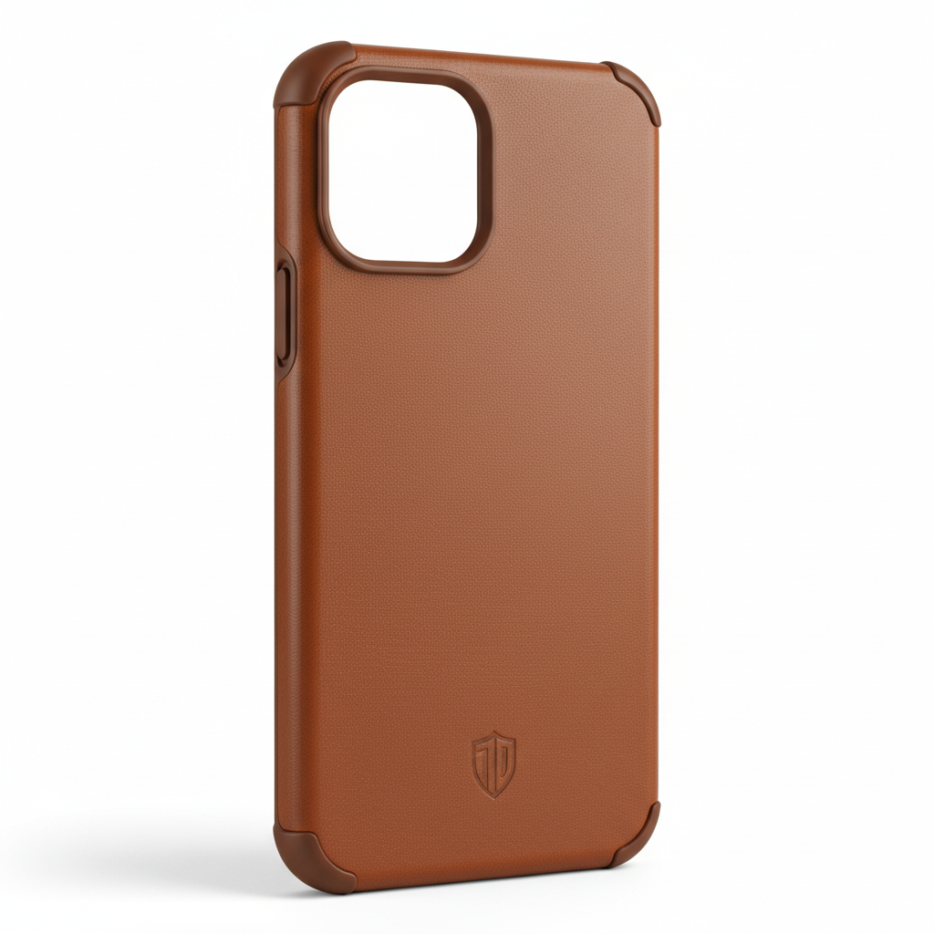 LANZO'S COLLECTION Shockproof Brown Leather Case for iPhone 17