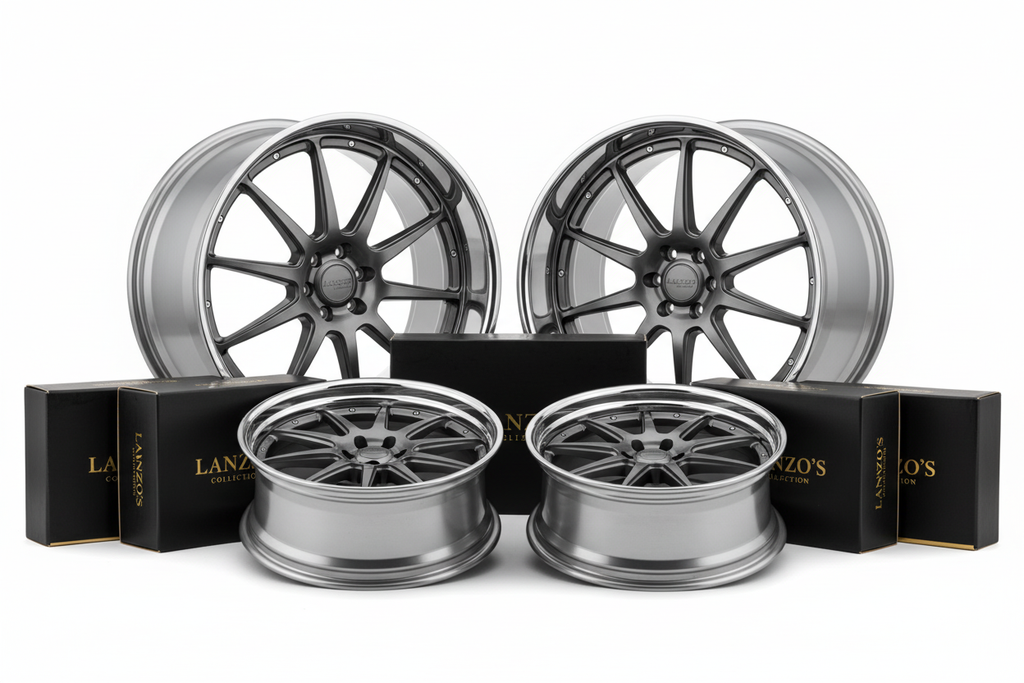 Deep dish staggered wheels set of 4 - complete set