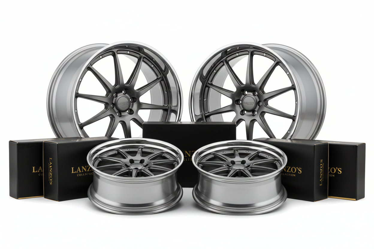 Deep dish staggered wheels set of 4 - complete set