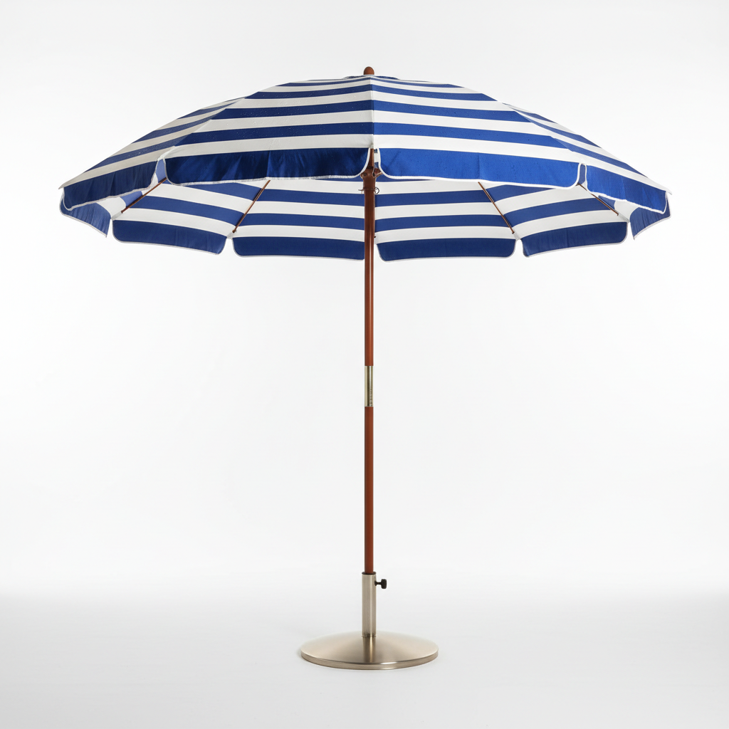 Premium Beach Umbrella - Blue and White Stripes
