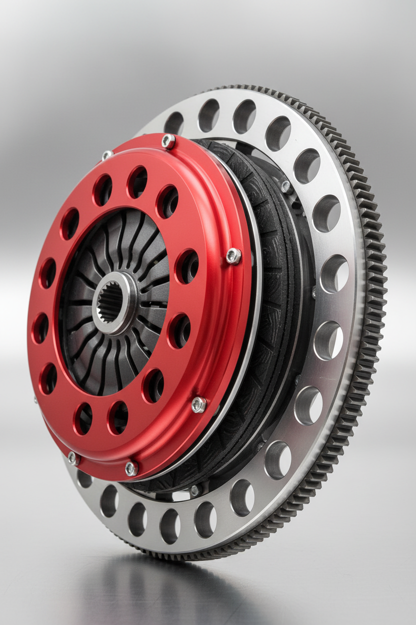 Twin disc clutch assembly side view