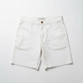 Men's white casual stretch chino shorts flat lay