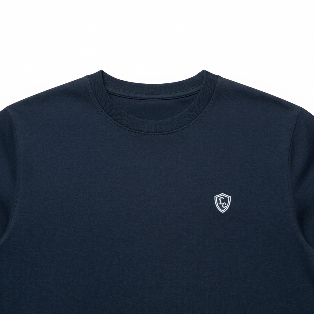 LC Shield Logo T-Shirt in Navy – Studio Shot