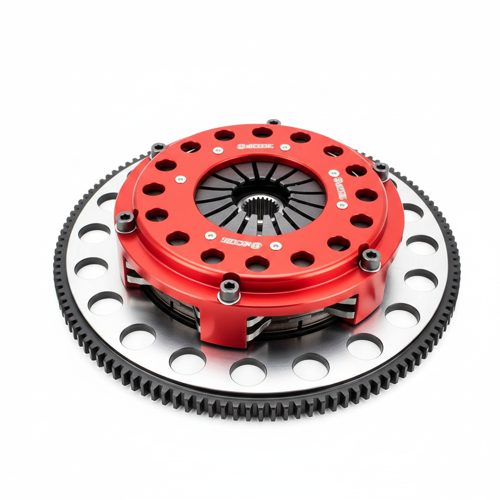 Red anodized pressure plate detail