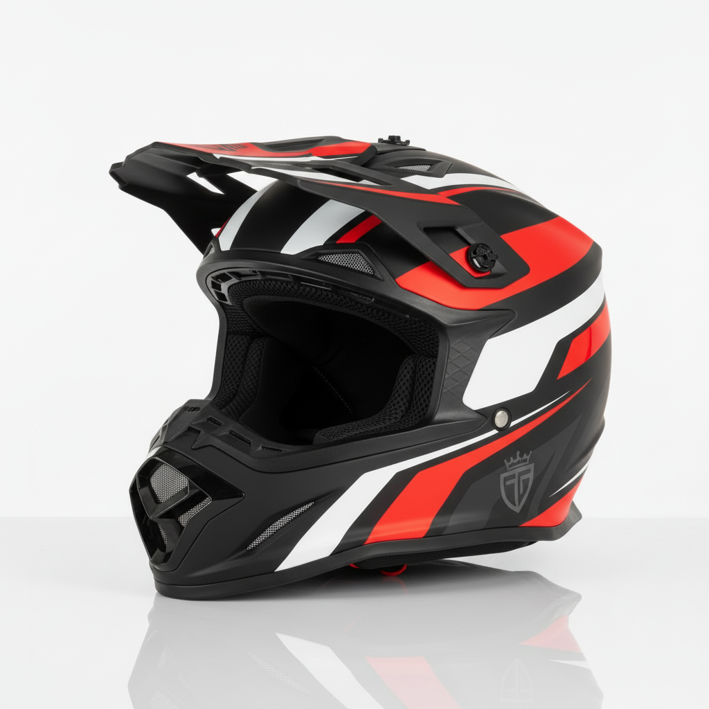 Close-up detail of helmet ventilation and crowned shield logo