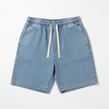 Men's light blue retro washed casual drawstring shorts