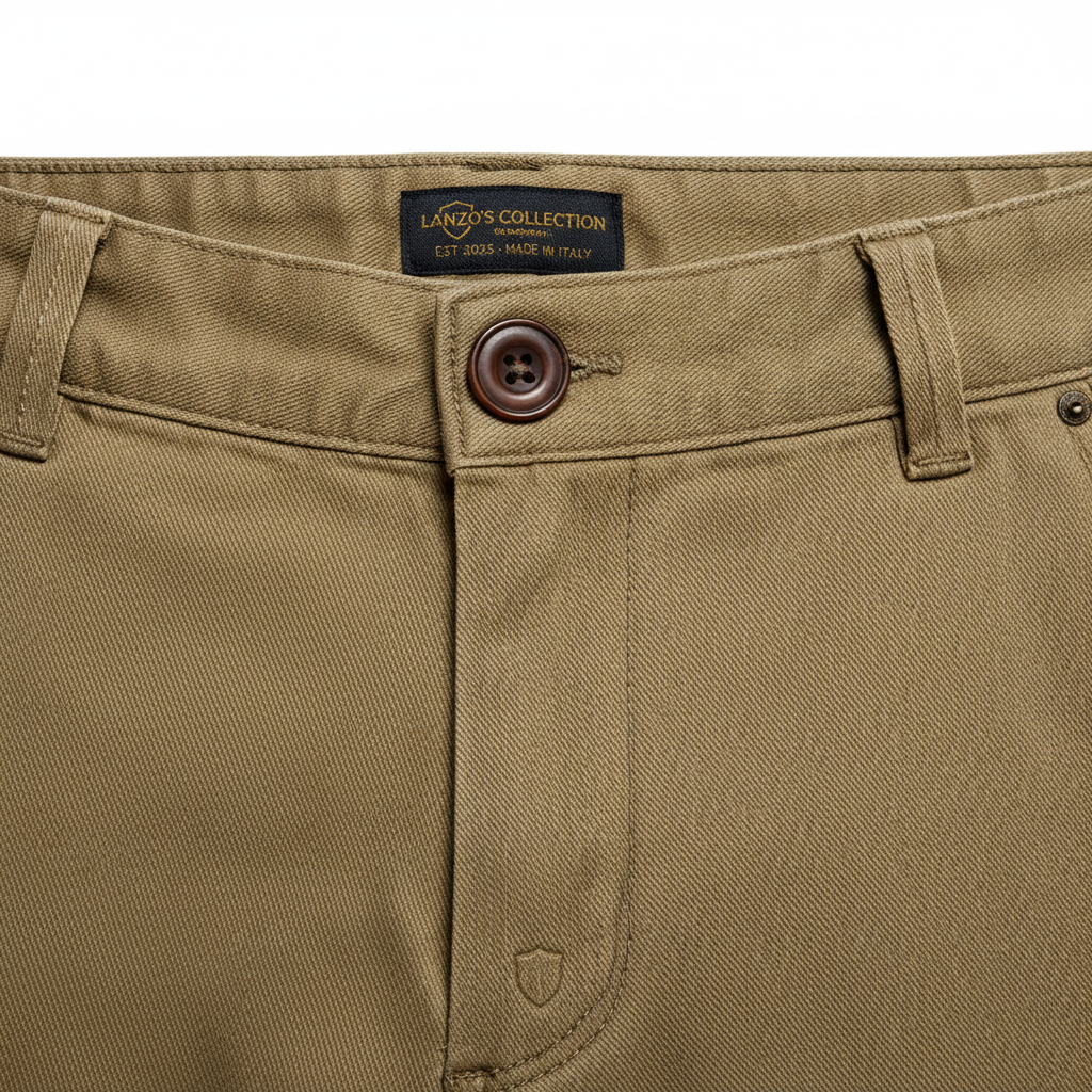 Khaki Chino Pants - Detail Shot