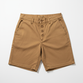 Men's khaki tan casual stretch chino shorts flat lay