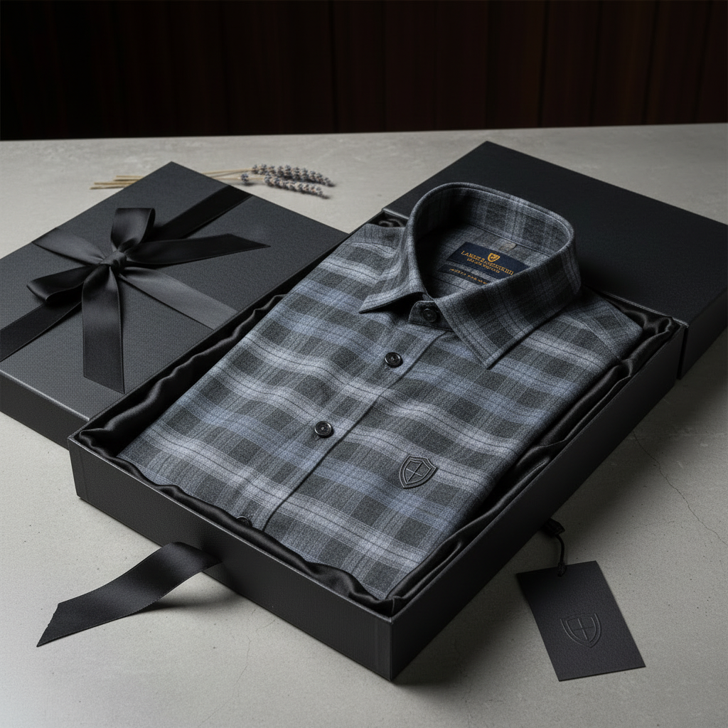 Premium Plaid Short Sleeve Shirt - Charcoal Grey