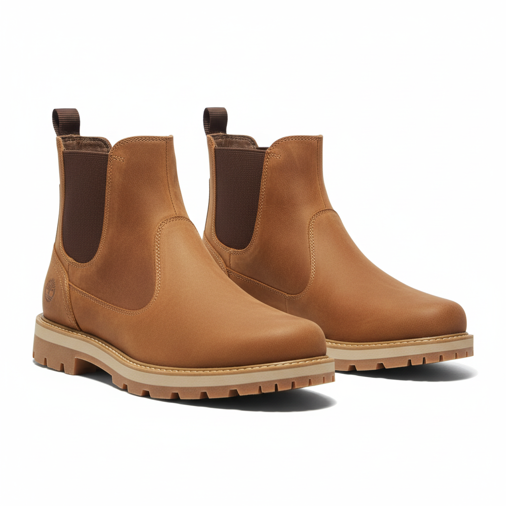 Premium wheat nubuck Chelsea boots pair