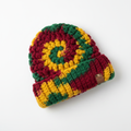 LANZO Handmade Crochet Beanie - Red Gold Green Tie-Dye