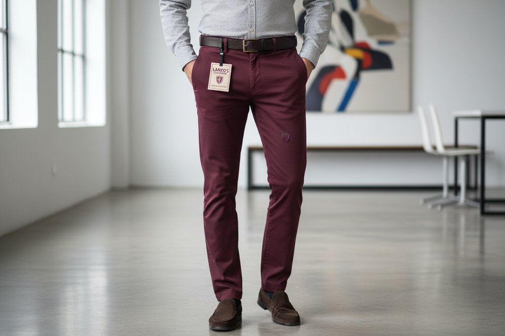 Burgundy Chino Pants - Lifestyle Hero Banner