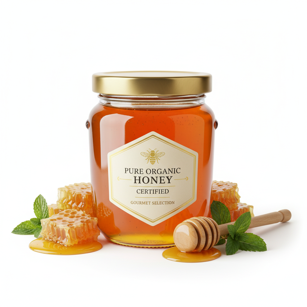 100% Pure Organic Honey in Premium Glass Jar