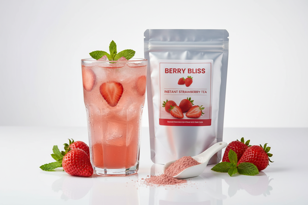 Strawberry Iced Tea with Fresh Strawberries