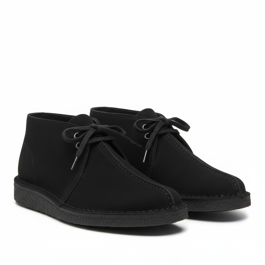 LANZO'S COLLECTION Black Suede Chukka Desert Boot — studio product shot