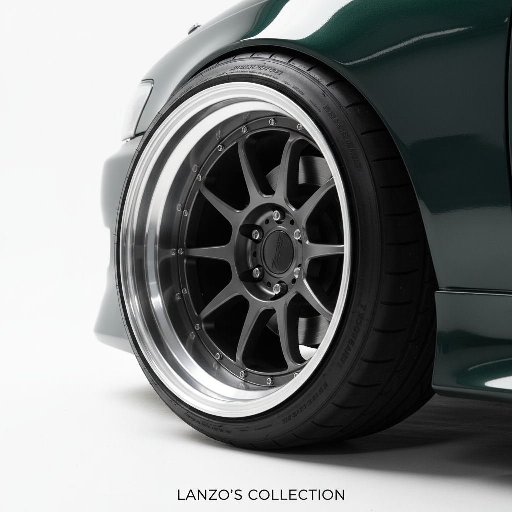 Deep dish wheel detail - close-up of polished lip and dark center