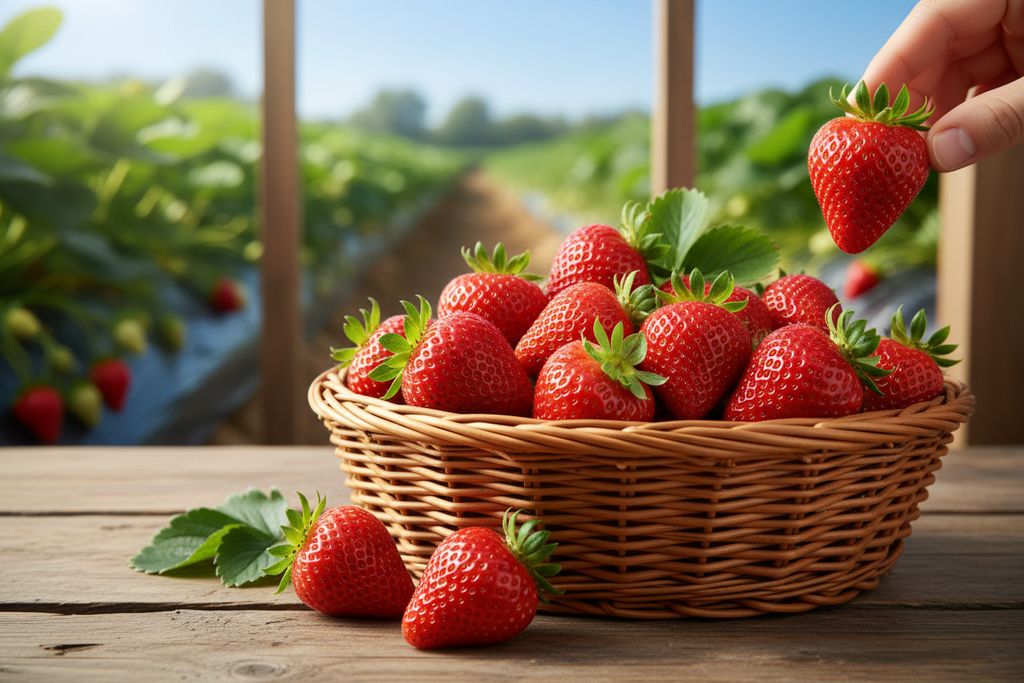 Whole Strawberries in Basket